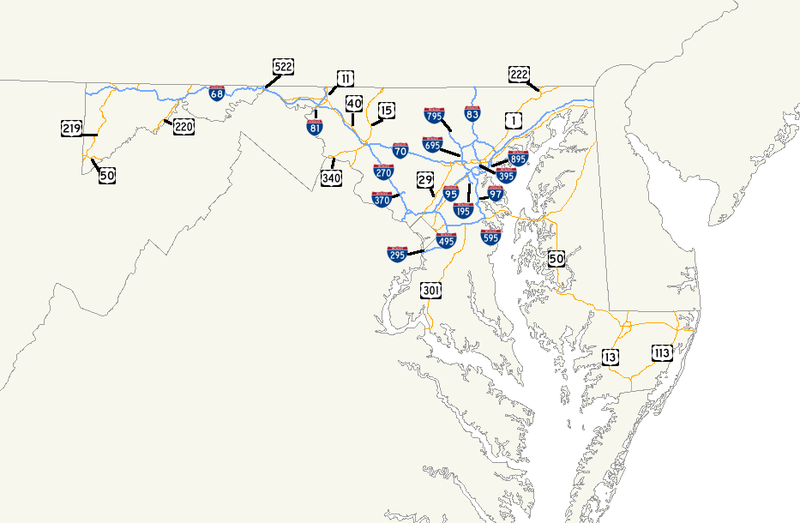 File:Maryland Interstates and U.S. highways map with shields.png