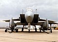 Front view of McDonnell Douglas F-15C with the conformal FAST PACK fuel tanks (on the trailers)