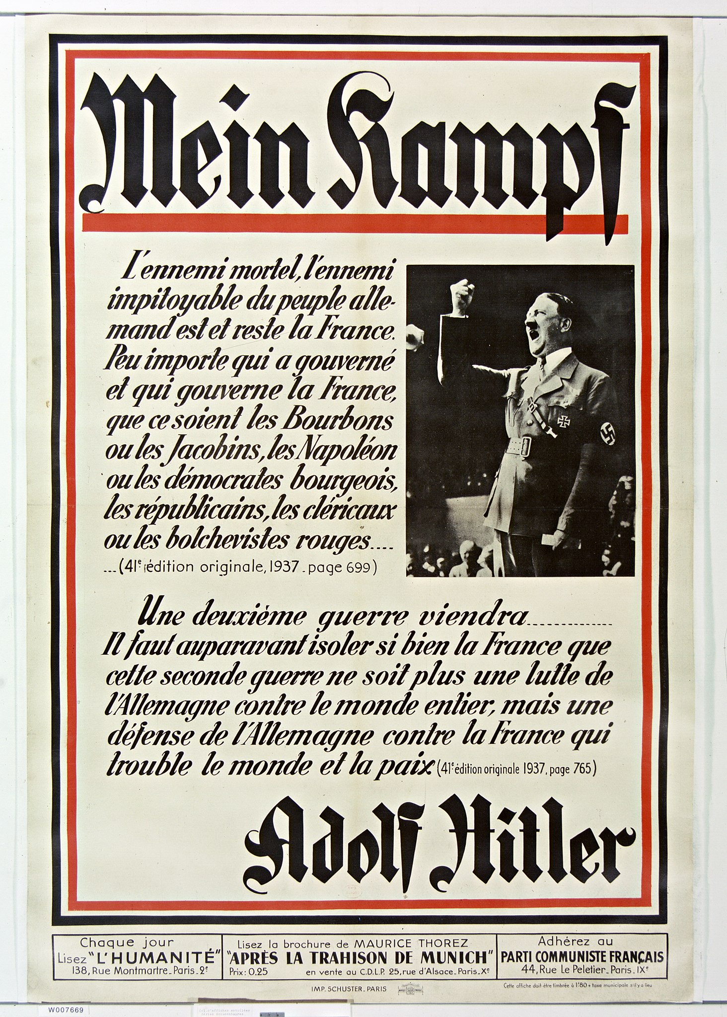 Mein Kampf. L'ennemi mortel, l'ennemi impitoyable du peuple