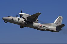 Mexican Navy Antonov An-32B taking off at Kyiv International Airport. Mexican Navy Antonov An-32B 2009 Belyakov.jpg