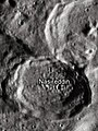 English: Nasireddin lunar crater as seen from Earth with satellite craters labeled