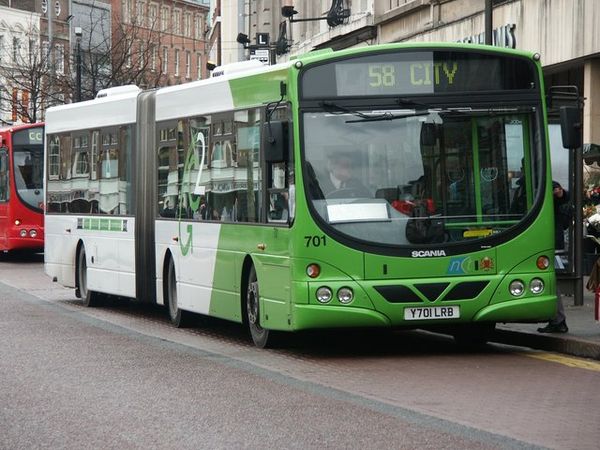 Nottingham City Transport Scania L94UA in Nottingham in January 2003