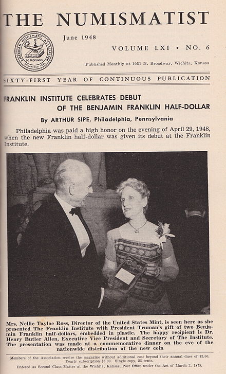 The release of the Franklin half dollar was front-page news in the coin collecting world, as seen by the June 1948 The Numismatist.