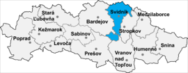 Poloha okresu Svidník v Prešovskom kraji (klikacia mapa)