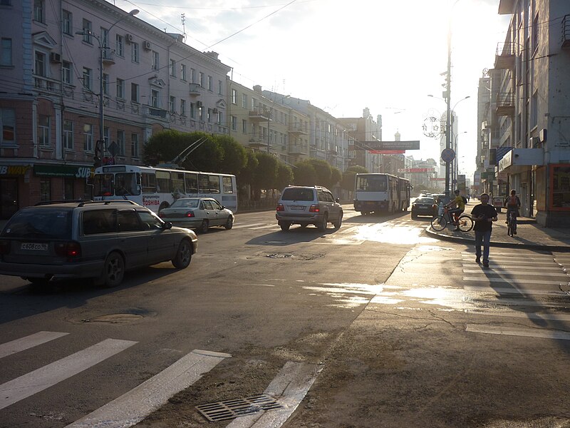 File:On a morning street in Yekaterinburg, Russia 2011 Summer.jpg