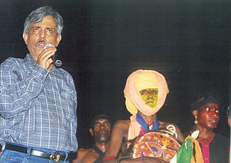 Banubarati, Drama Director addressing audience at Sopanam, Kollam Pasugatathri-Banubarati2.jpg