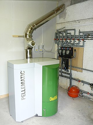 A pellet boiler is a heating system that burns wood pellets