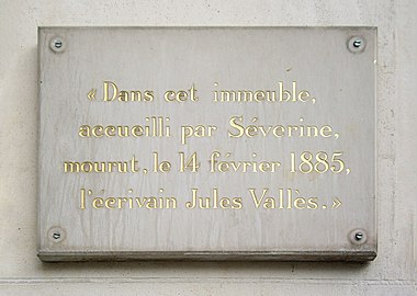 Jules Vallès mourut en 1885, au no 77 du boulevard Saint-Michel (Paris).