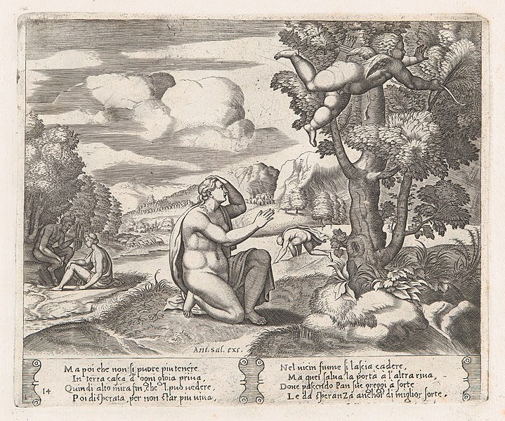 File:Plate 14- Psyche kneeling in the foreground as Cupid flees from her, from the Story of Cupid and Psyche as told by Apuleius MET DP862820.jpg