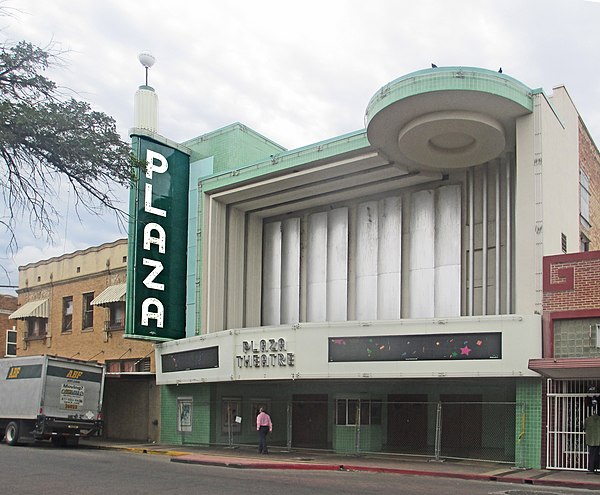 Though the facility has been closed since 1999, the marquee of the Plaza Theater in downtown Laredo has been renovated. A citizens committee, includin
