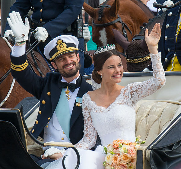 Prince Carl Philip and his wife after their wedding ceremony on 13 June 2015