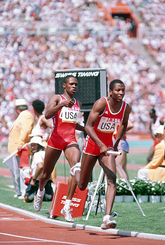 Relais 4 × 400 m lors des Jeux de Los Angeles en 1984.