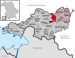 Poziția Röthenbach (Allgäu) pe harta districtului Lindau