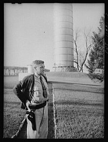 Ralph Miller guarded the Lititz water works for sixteen years.  Photo by Marjory Collins in 1942.