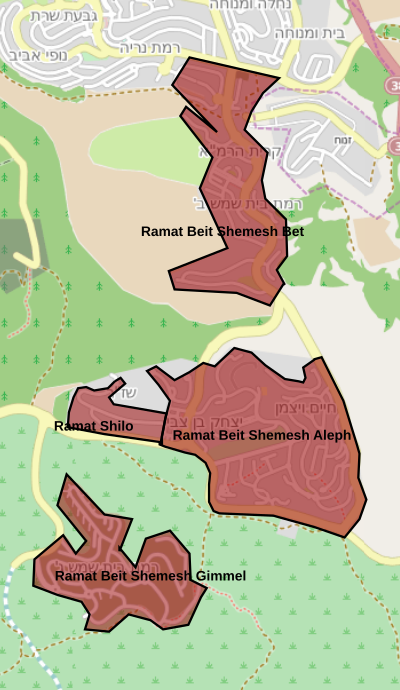 Map of Ramat Beit Shemesh subdistricts Ramat Beit Shemsh.svg