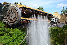 Rameses Revenge at Chessington World of Adventures, Greater London, is a Huss Top Spin ride and was the first of its kind to feature a water element Rameses Revenge water element.jpg