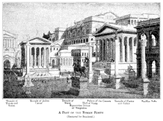 Reconstruction by Becchetti of part of the Roman Forum