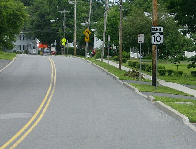 In Canajoharie, NY 10 descends a steep elevation using streets to form a switchback