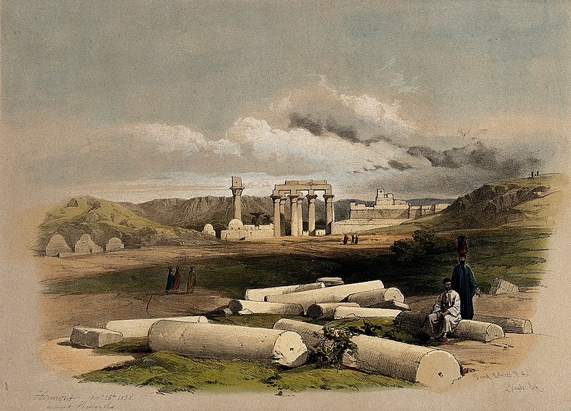 File:Ruins of Erment, ancient Hermontis, Egypt. Coloured lithogra Wellcome V0049357.jpg