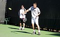 Marat Safin and his coach at a practice court during the 2006 Nasdaq 100 Open in Miami.