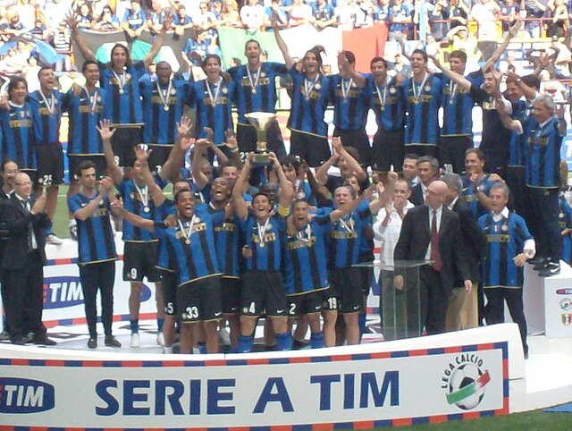 Inter Milan players celebrating the club's 17th Scudetto