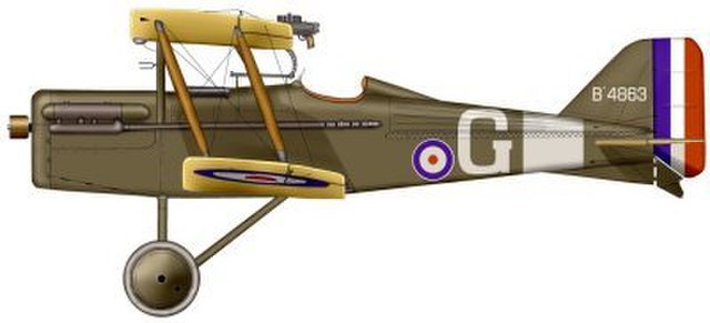 S.E.5a (200 h.p. geared Hispano-Suiza with 4-bladed propeller) of No. 56 Squadron RAF.