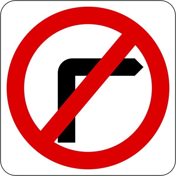 File:Singapore road sign - Prohibitory - No right turn.svg
