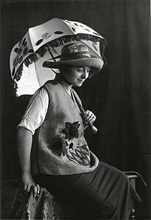 Sonia Delaunay wearing Casa Sonia creations, Madrid, c.1920.jpg