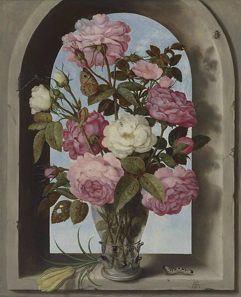 File:Still Life with Roses in a Glass Vase Ambrosius Bosschaert the Elder.jpg