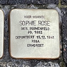 Stolperstein, Sophie Rose in Hannover, Fundstraße 18 vom 09.11.2022