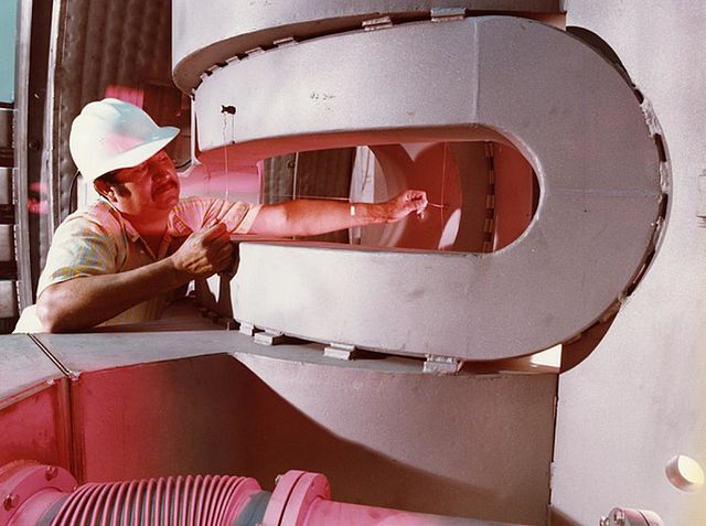 Magnetic mirrors suffered from end losses, requiring high power, complex magnetic designs, such as the baseball coil pictured here.