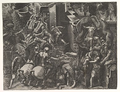 La chute de Troie et la fuite d'Énée (milieu des années 1540, Metropolitan Museum of Art).