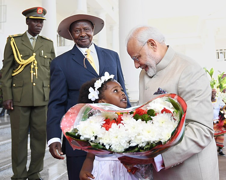 File:The Prime Minister, Shri Narendra Modi at the ceremonial reception with the President of Uganda, Mr. Yoweri K. Museveni, at the State House, in Uganda on July 24, 2018 (1).JPG