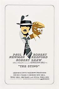 Cover of the 1973 film, The Sting, which featured Joplin's music The Sting (1973 alt poster).jpeg