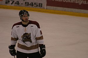 Mitch Marostica heads off ice (2008) Thunder Bay Bearcats Mitch Marostica.jpg