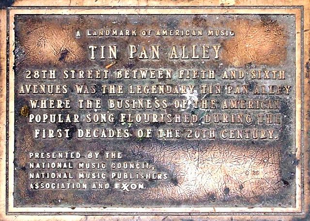 Plaque commemorating Tin Pan Alley