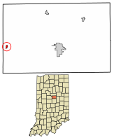 Location of Kempton in Tipton County, Indiana.