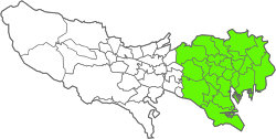 موقعیت مناطق ویژه توکیو در نقشه