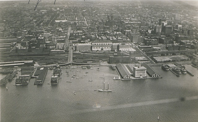 The Railway Lands between the Toronto waterfront and Front Street, c. 1919 the stadium site being in the centre area of this photo
