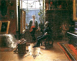 Викентий Трояновский (1859—1928). Критик у художника. 1889