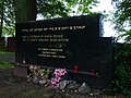 English: Tombstone of 41 Jewish women and girls in the cemetery in the town of Trutnov, Hradec Králové Region, Czech Republic. The ladies, having worked in the local textile plants druring WWII, were originally burried at diferent places and their relics were moved here and put in a mass tomb after 1945. Čeština: Náhrobek 41 žen a dívek, nasazených v trutnovských textilkách, na městském hřbitově v Trutnově, Královéhradecký kraj, uložených zde v hromadném hrobě po roce 1945 po přemístění z jednotlivých původních míst.