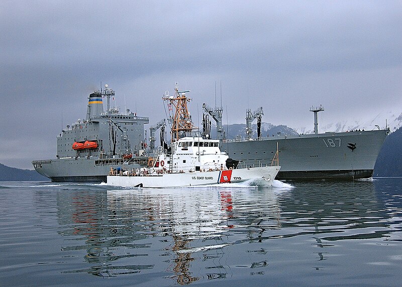 File:USCGC Mustang escorts U.S. Navy oiler USNS Henry J. Kaiser into Seward Alaska.jpg