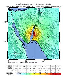 USGS shakemap showing the intensity of the 1995 Gulf of Aqaba earthquake USGS Shakemap - 1995 Gulf of Aqaba earthquake.jpg