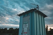 United States Geological Survey stream gaging station on the Minnesota River at Lac qui Parle Dam. USGS Stream Gaging Station, Minnesota River at Lac qui Parle Dam (42421779314).jpg