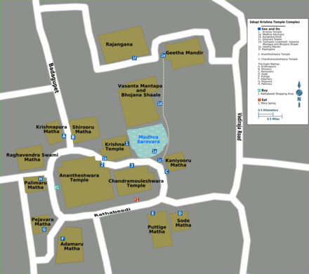 Map of Udupi Krishna temple complex