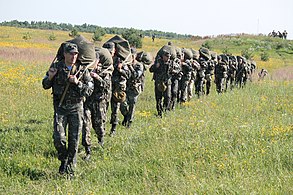 Десантники 95-ї аеромобільної бригади повертаються із зони висадки, 9 липня 2013