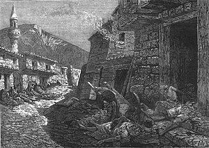 "Rua em Bayazet após a permanência dos curdos", grav.  E. Dammuller (1877)