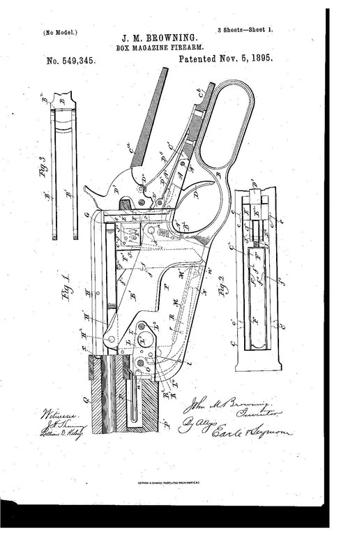 File:Winchester Model 1895, J. M. Browning Box Magazine Firearm, U.S.  Patent No. 549.345, images and text.pdf - Wikimedia Commons