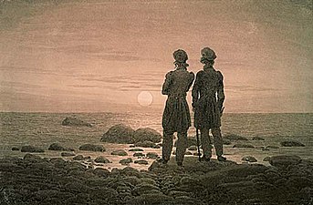 „Zwei Jünglinge bei Mondaufgang am Meer“, paber, seepia, Puškini muuseum