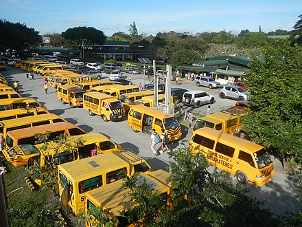 School buses in the afternoon in Quezon City
